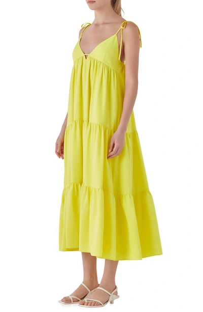 Endless Rose Women's Spaghetti Tie Midi Dress In Lime | ModeSens