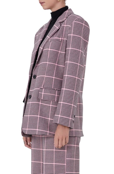 Endless Rose Women's Houndstooth Oversize Blazer In Pink Multi