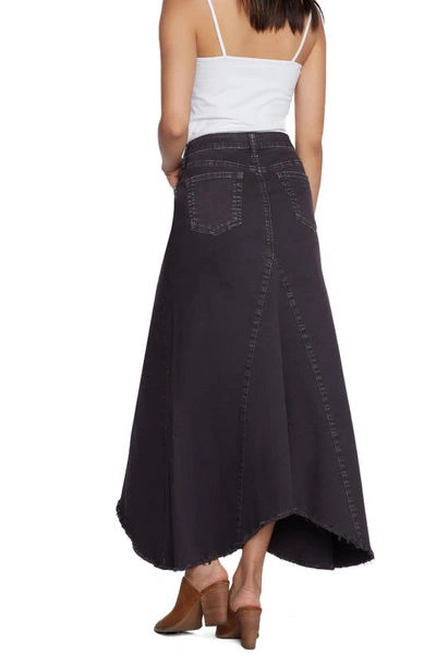 Wash Lab Denim Selma Pieced Asymmetric Denim Maxi Skirt In Dark Smoke