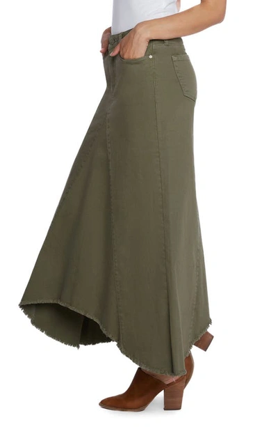 Shop Wash Lab Denim Selma Pieced Asymmetric Denim Maxi Skirt In Dusty Green