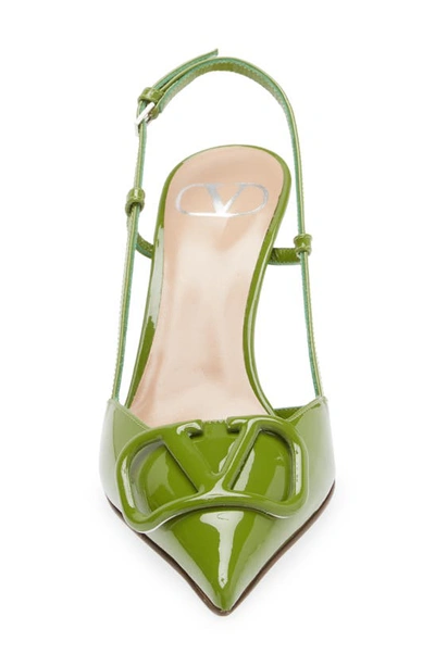Shop Valentino Vlogo Pointed Toe Slingback Pump In Chartreuse