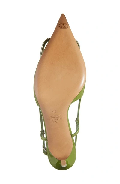 Shop Valentino Vlogo Pointed Toe Slingback Pump In Chartreuse
