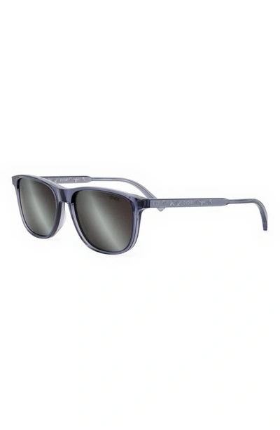 Shop Dior In S3i 56mm Rectangular Sunglasses In Shiny Light Blue / Smoke