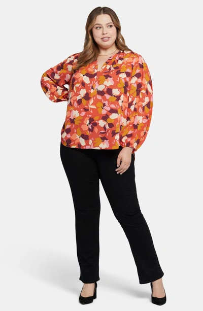 Shop Nydj Long Sleeve Split Neck Top In Gingervale