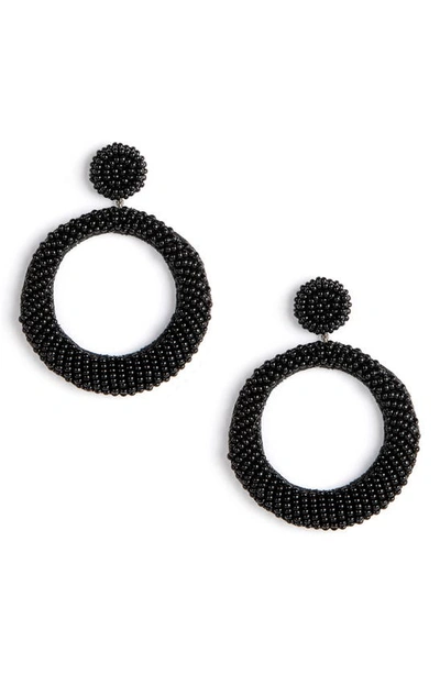 Shop Deepa Gurnani Asta Beaded Hoop Drop Earrings In Black