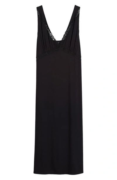 Shop Natori Feathers Lace Trim Nightgown In Black