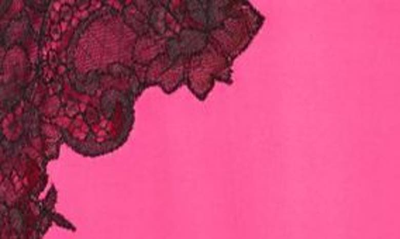 Shop Natori Enchant Lace Trim Chemise In Fiesta Pink W/ Black