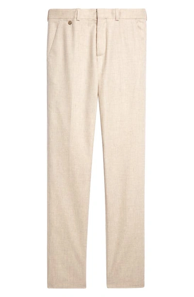 Shop Agnona Slim Flat Front Wool & Cashmere Flannel Chino Pants In Champagne