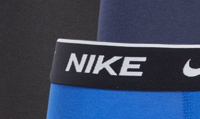 Shop Nike Dri-fit Essential Assorted 3-pack Stretch Cotton Boxer Briefs In Obsidian/ Game Royal/ Black