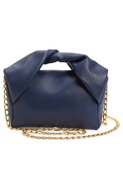 Shop Jw Anderson Medium Twister Leather Top Handle Bag In Navy