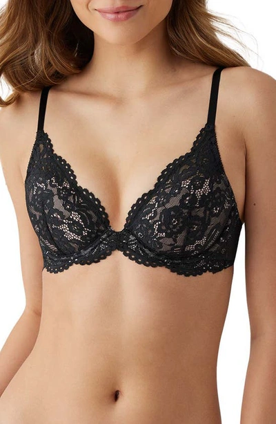 Shop B.tempt'd By Wacoal Ciao Bella Plunge Neck Lace T-shirt Bra In Night