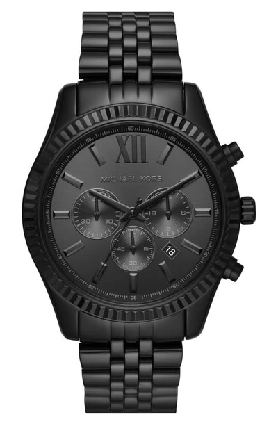 Shop Michael Kors Lexington Chronograph Bracelet Watch, 44mm In Black