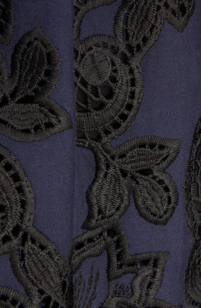 Shop Erdem Floral Embroidery Open Back Dress In Navy