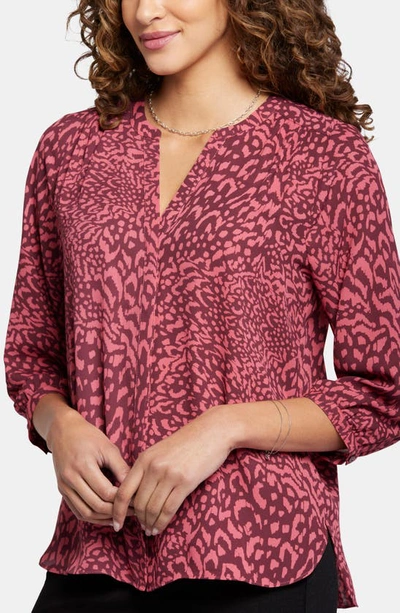 Shop Nydj High-low Crepe Blouse In Harlowton