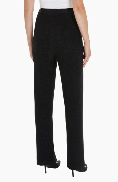 Shop Misook Sparkle Pull-on Wide Leg Woven Pants In Black