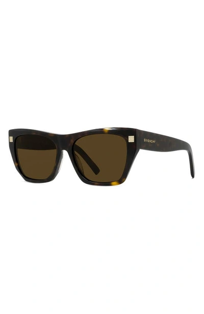 Shop Givenchy Gvday 55mm Square Sunglasses In Dark Havana / Roviex