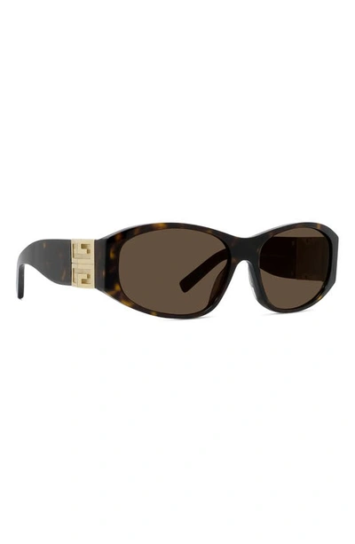 Shop Givenchy 4g 58mm Round Sunglasses In Dark Havana / Brown