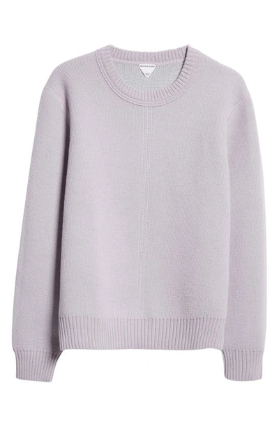 Shop Bottega Veneta Crewneck Wool Milano Stitch Sweater In 5338 Pale Lilac