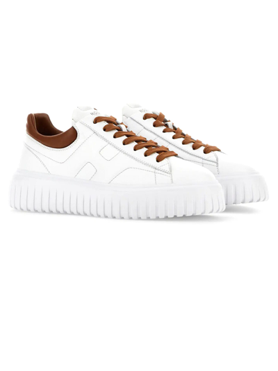 Shop Hogan Sneakers  H-stripes White Beige In Bianco