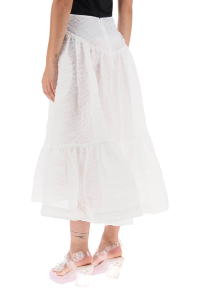 Shop Simone Rocha Cloqué Yoke Skirt In White (white)