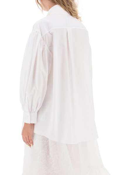 Shop Simone Rocha Puff Sleeve Shirt With Embellishment In White Pearl Clear (white)