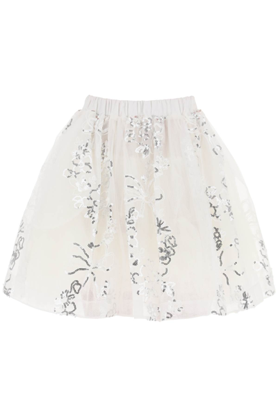 Shop Simone Rocha Embroidered Tutu Skirt In Ivory White Silver (white)