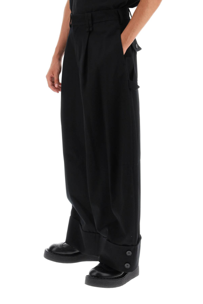 Shop Simone Rocha Cropped Wide Leg Trouser With Hem Cuff In Black (black)