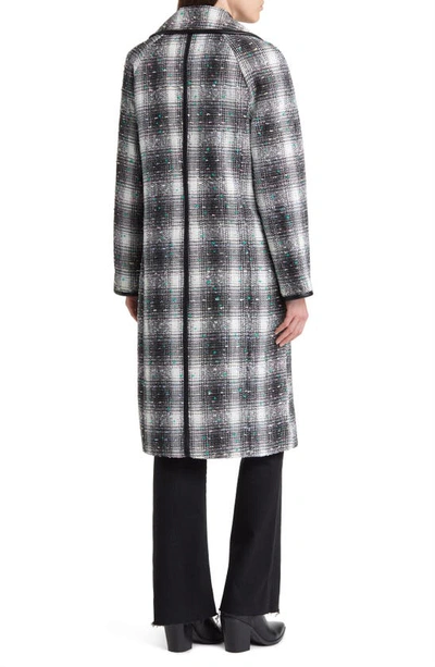 Shop Avec Les Filles Plaid Tweed Double Breasted Coat In Black Multi Plaid