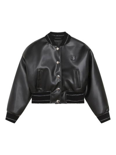 Shop Givenchy Black Faux Leather Bomber Jacket In Nero