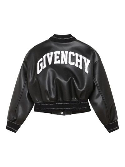 Shop Givenchy Black Faux Leather Bomber Jacket In Nero