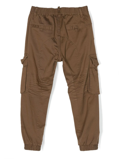 Shop Dsquared2 Brown Stretch-cotton Cargo Trousers In Marrone