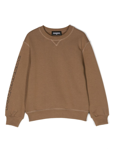 Shop Dsquared2 Chestnut Brown Cotton Sweatshirt In Marrone