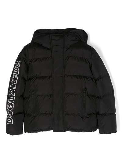 Shop Dsquared2 Black Hooded Jacket In Nero