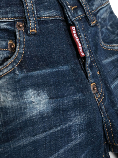 Shop Dsquared2 Navy Blue Stretch-cotton Denim Jeans