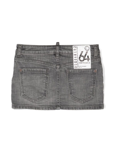Shop Dsquared2 Light Grey Stretch-cotton Denim Skirt In Grigio