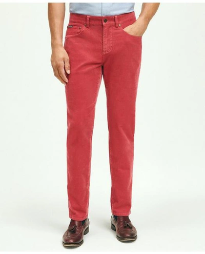 Shop Brooks Brothers Slim Fit Five-pocket Stretch Corduroy Pants | Bright Red | Size 38 30