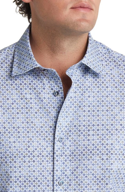 Bugatchi Ooohcotton® Geometric Print Button-up Shirt In Air Blue