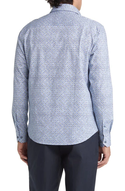 Bugatchi Ooohcotton® Geometric Print Button-up Shirt In Air Blue
