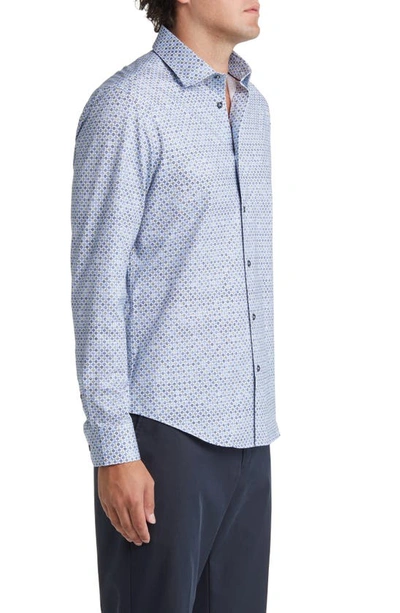 Bugatchi Ooohcotton® Geometric Print Button-up Shirt In Air Blue