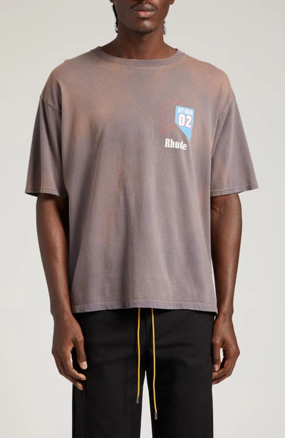 Shop Rhude 02 Cotton Graphic T-shirt In Vintage Grey