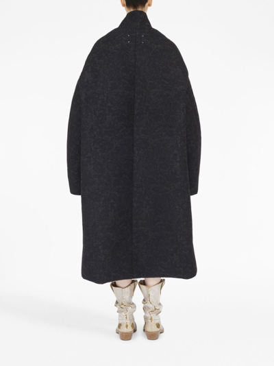 Shop Maison Margiela Flower-jacquard Cloqué Coat In Black