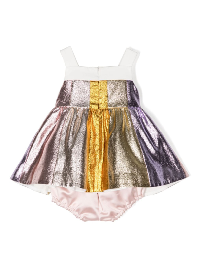 Hucklebones London Rainbow-motif Metallic-effect Dress In Metallic