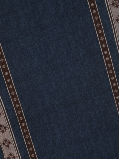 Kiton Geometric-print Wool Scarf In Blue