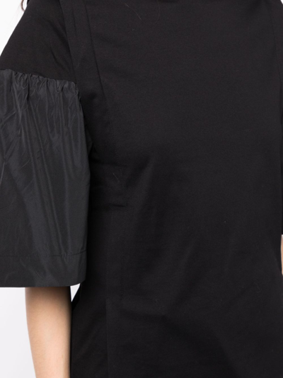 Shop Toga Short-sleeved Cotton Blouse In Black