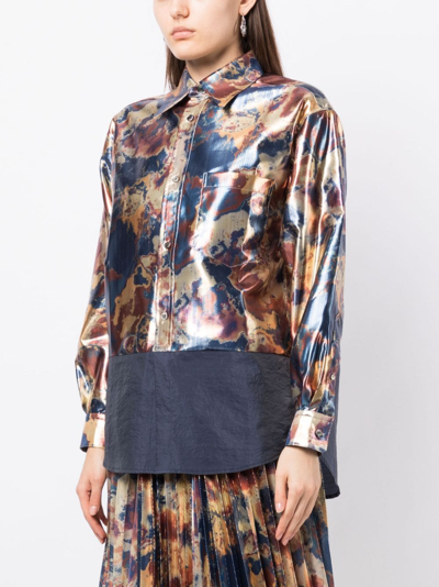 Shop Toga Abstract-print Panelled Shirt In Multicolour