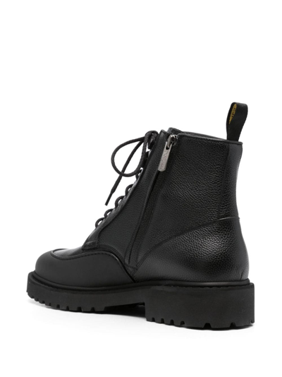 Doucal's Derby Boots With Textured Leather In Black