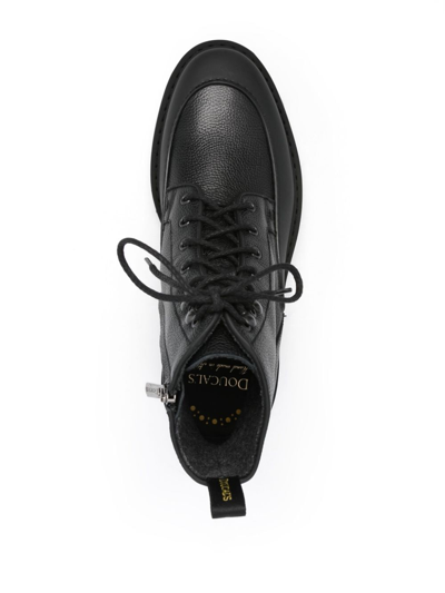 Doucal's Derby Boots With Textured Leather In Black