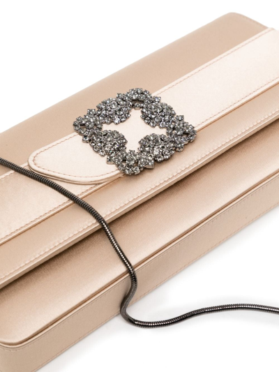Manolo Blahnik Gothisi Crystal-embellished Clutch Bag In Neutrals