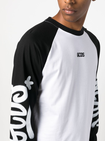 Shop Gcds Graffiti-logo Long-sleeve T-shirt In White