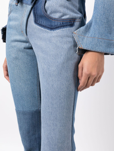 Shop A.w.a.k.e. Upcycled Flared Jeans In Blue